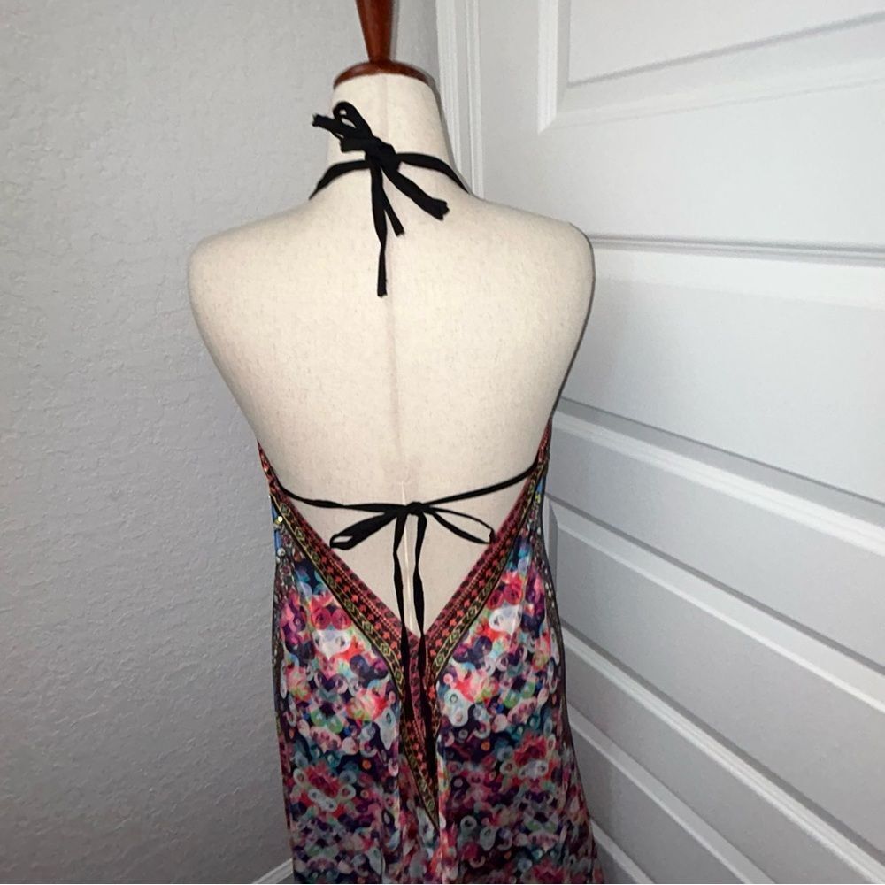 Halter Open Back Asymmetrical Sequins Embellished… - image 4